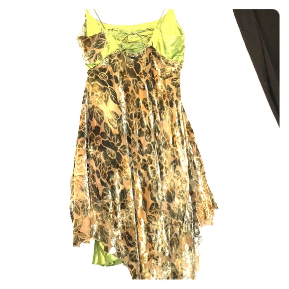 Lexa Vonn green satin & burnout velvet dress - Picture 2 of 8